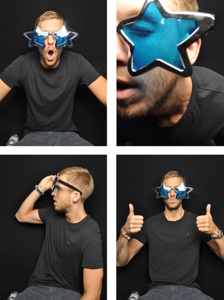Calvin Harris in the photo booth at the Jingle Bell Ball