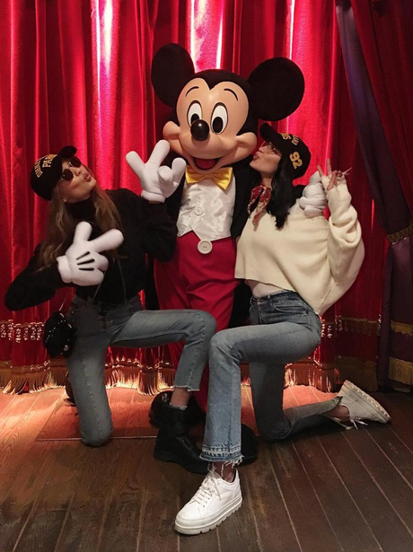 Gigi and Bella Hadid hang out with Micky Mouse